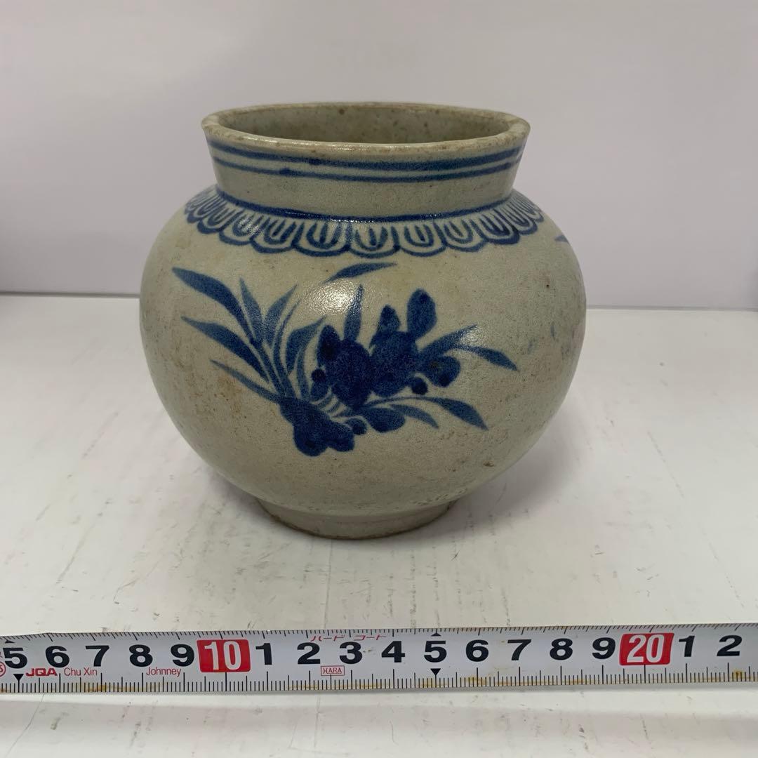 李朝　染付　壺　韓国美術　送料込み