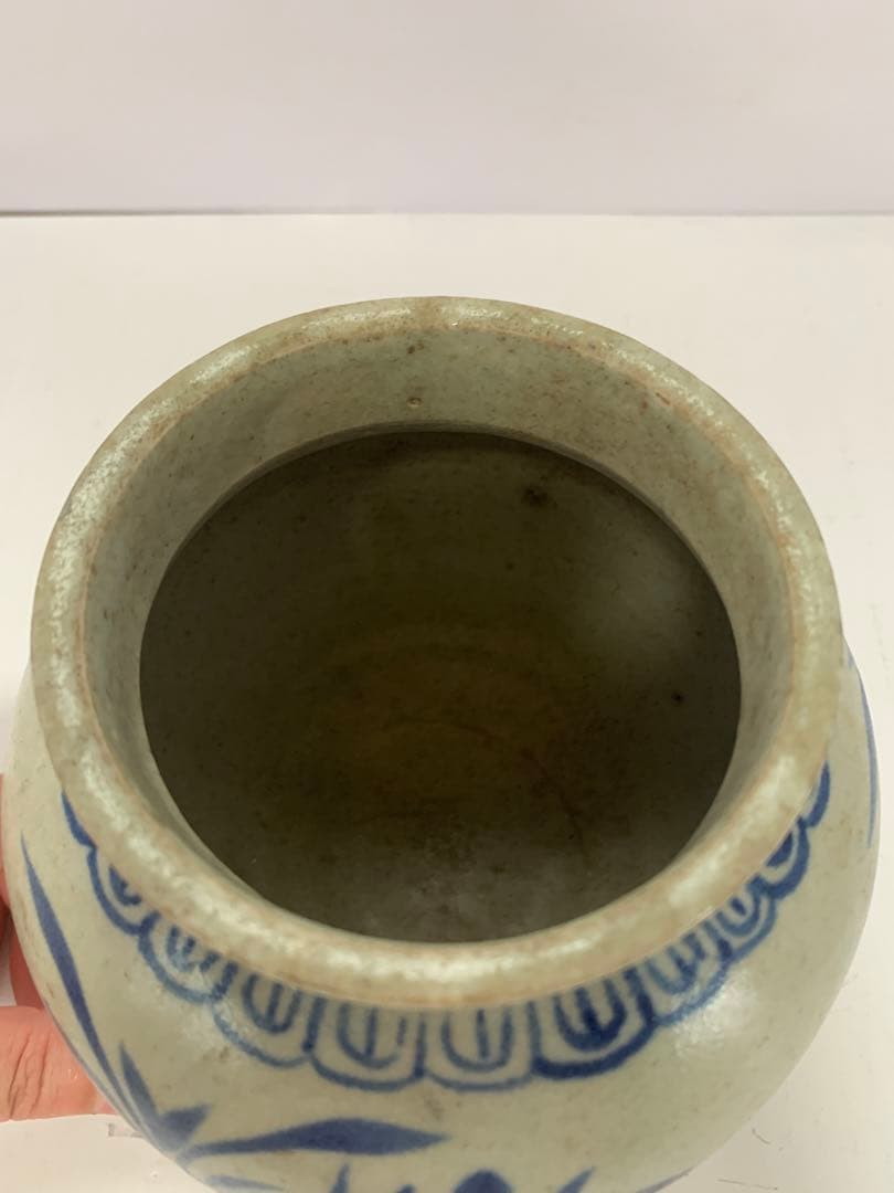 李朝　染付　壺　韓国美術　送料込み