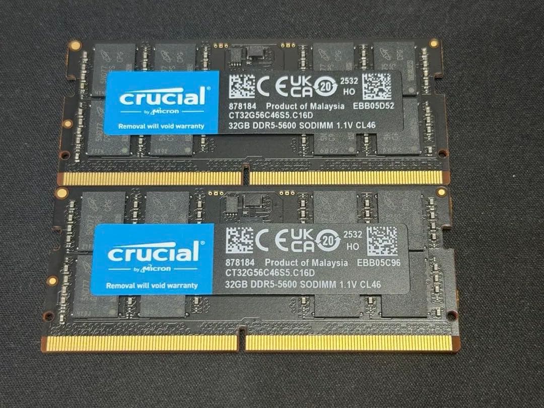 Crucial DDR5-5600 64GBメモリ（32GB×2枚）