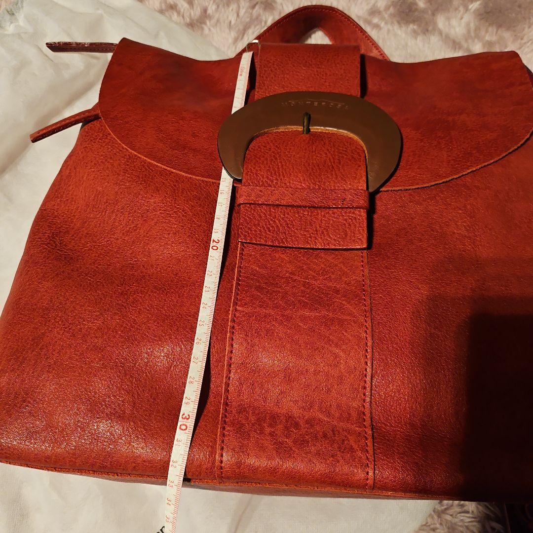 ハル☆　リュック　muku オレンジレザーフラップバッグ