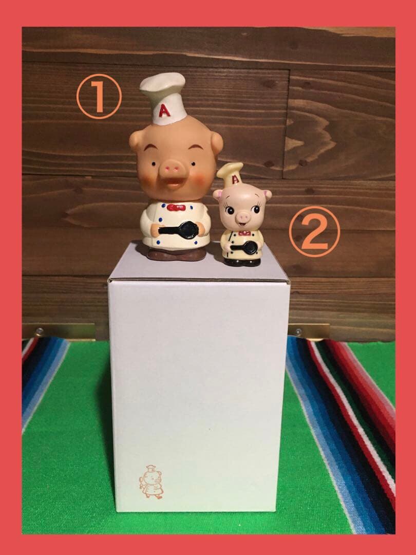 ★メルカリ便★エースコック★こぶた★2匹★コック★ソフビ★貯金箱★昭和★貯金箱★