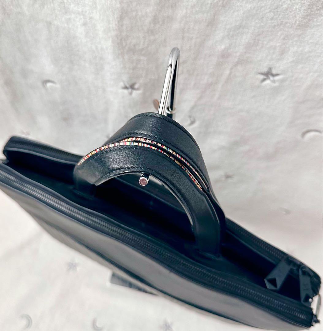 ポールスミス　ビジネスバッグ　シャドーストライプ　2way レザー　ブラック