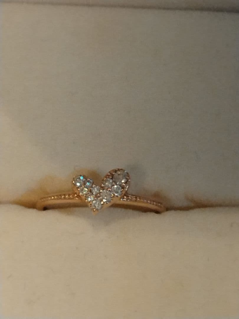 ｋ10　ダイヤ　ピンクゴールド ハート型リング 1.0g