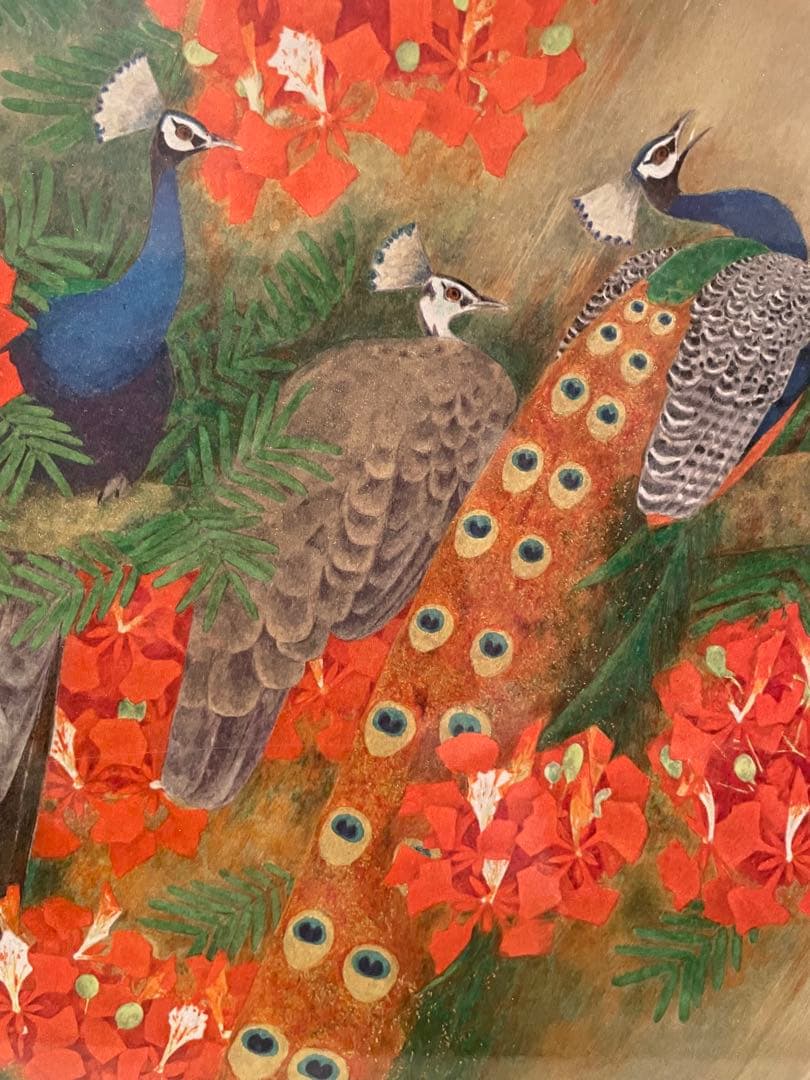 上村松篁　「燦雨」　リトグラフ　落款・エディション・証明書シール有