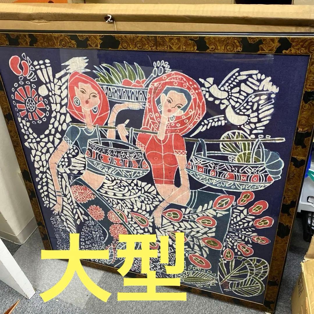 ガラスケース付きろうけつ染め額