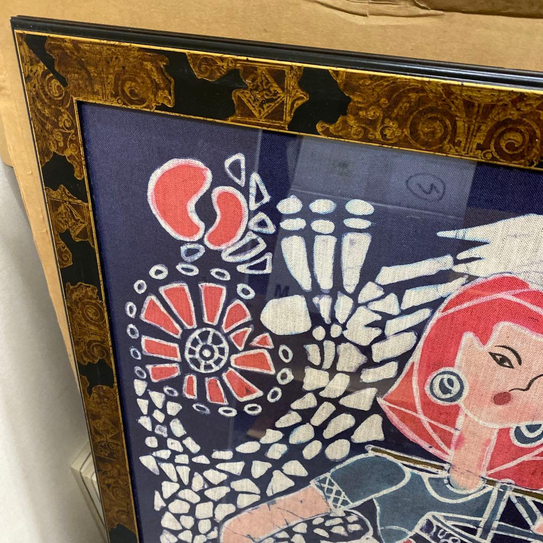 ガラスケース付きろうけつ染め額