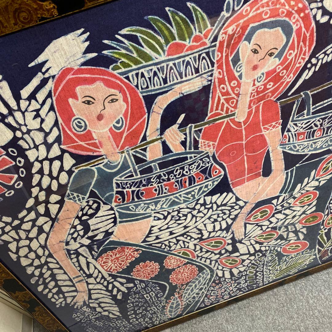 ガラスケース付きろうけつ染め額