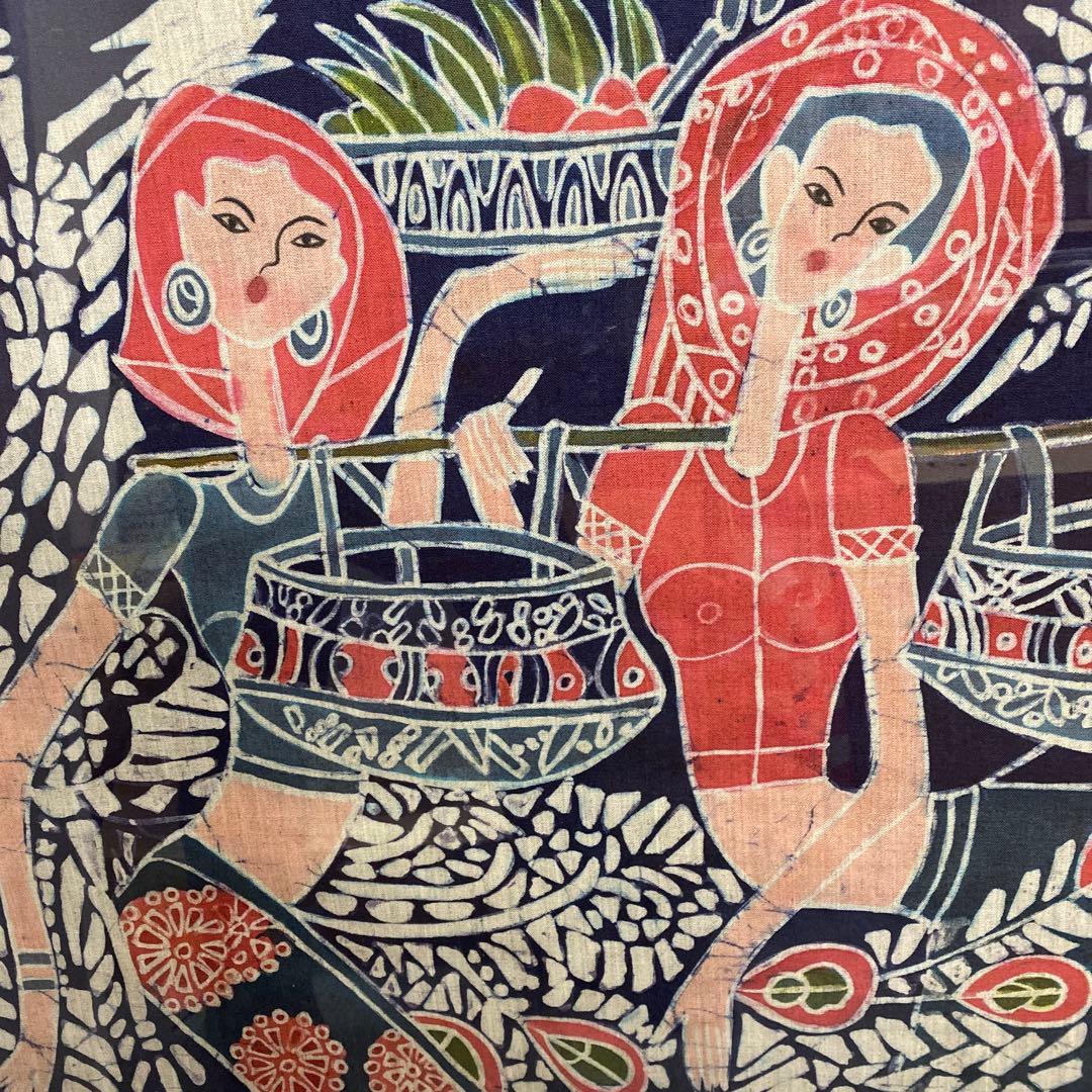 ガラスケース付きろうけつ染め額