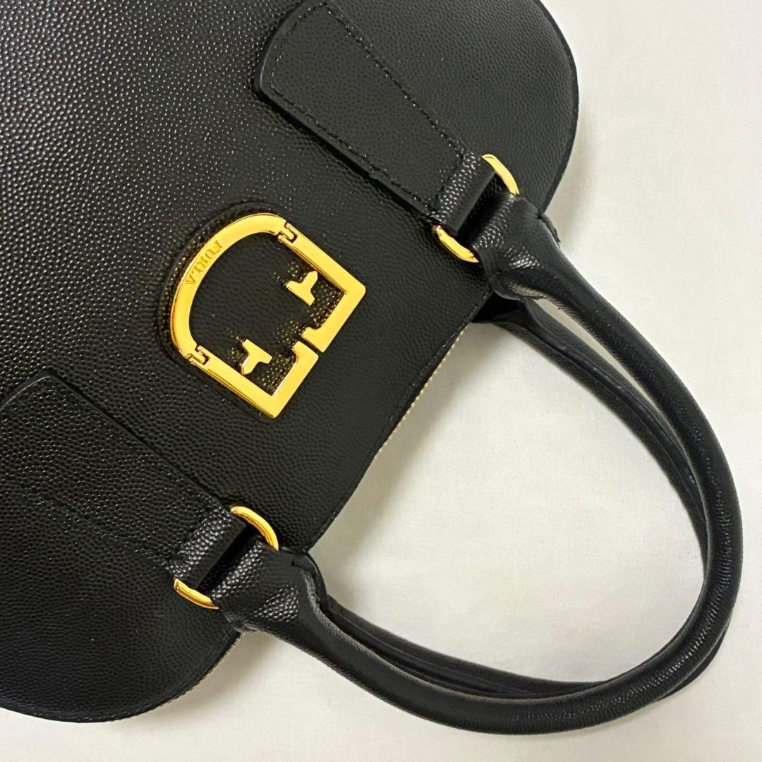 【未使用級】フルラ ファンタスティカ S 2way ハンドバッグ レザー 黒