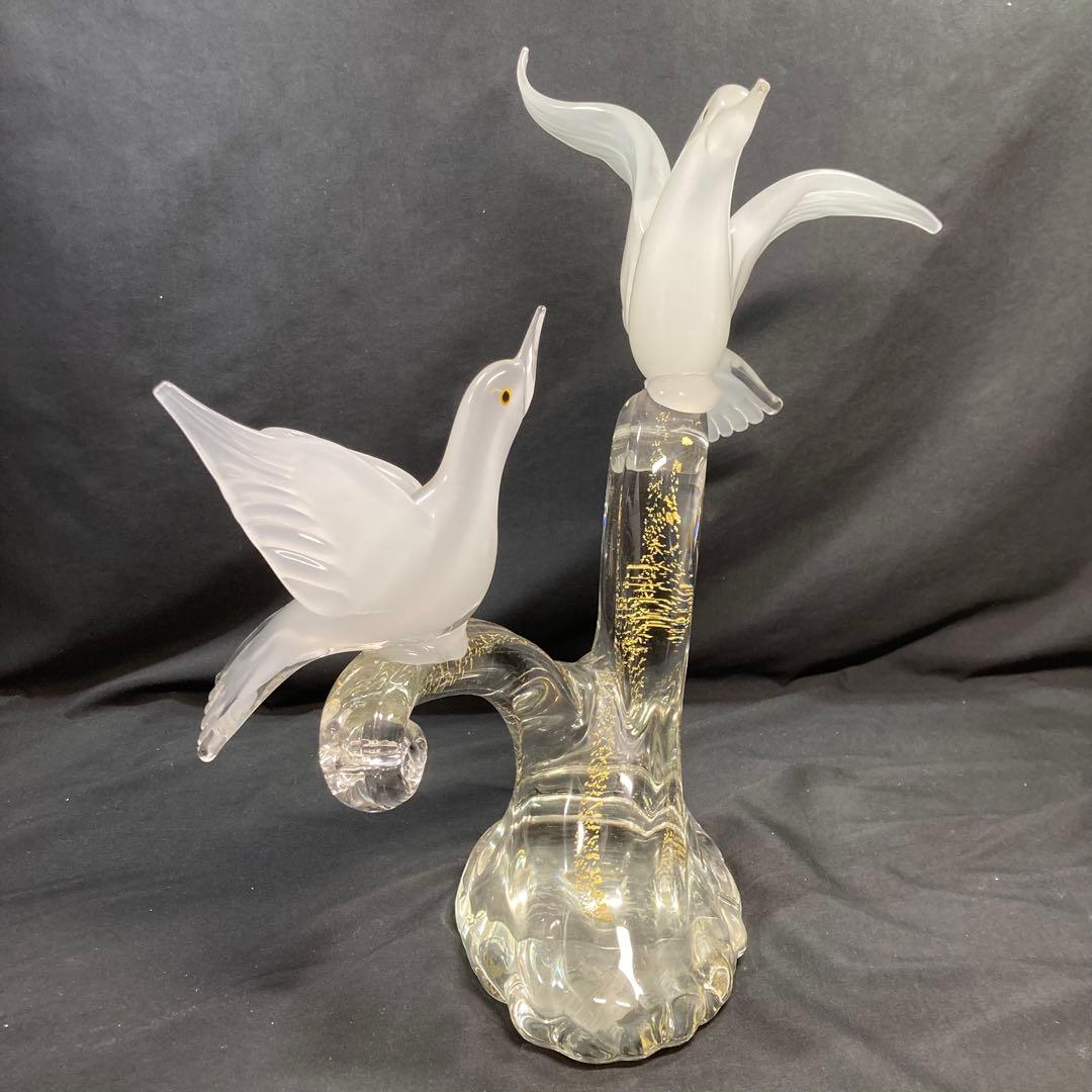 【美品】マルティグラス 鳥 ガラス工芸 置物
