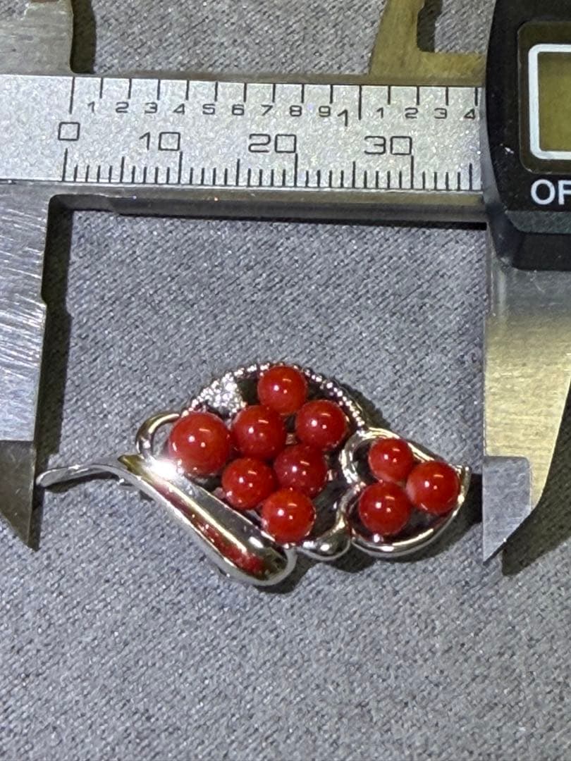 ｍｉｕトップダイヤモンド付け刻印　赤珊瑚 ペンダントトップ 珊瑚血色　5g