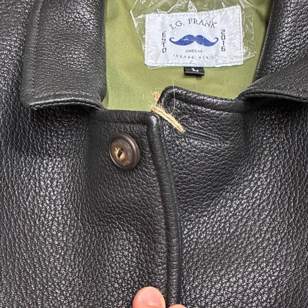 レザーコート　レザージャケット　シープスキン　サックコート　ディアスキン L