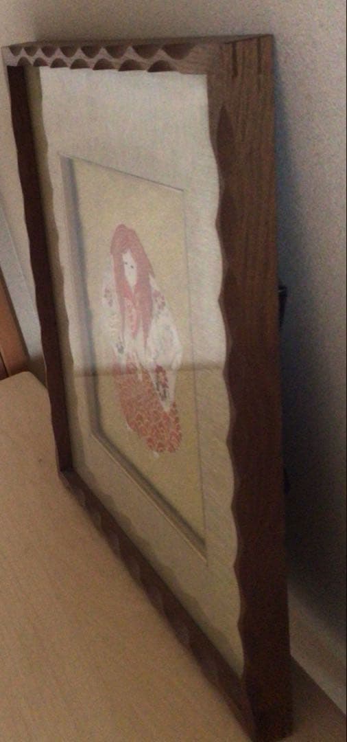 [美品]額入り袱紗　子供獅子　金糸入り袱紗　額嵌め込め作り　アンティーク品