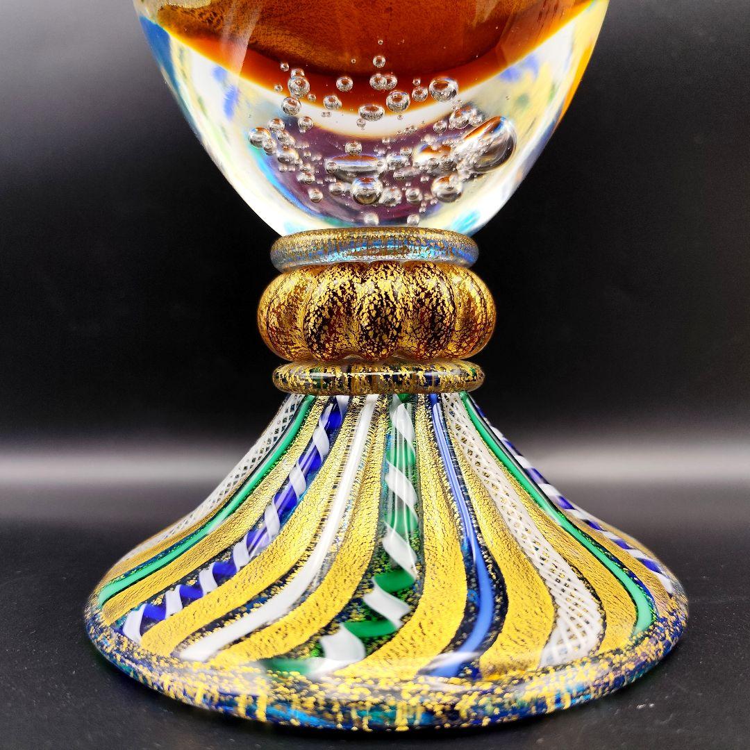 サイン有り☆現代の名工 黒木国昭 作 金彩象嵌「夢光琳」ヴェネチアレース 大花器