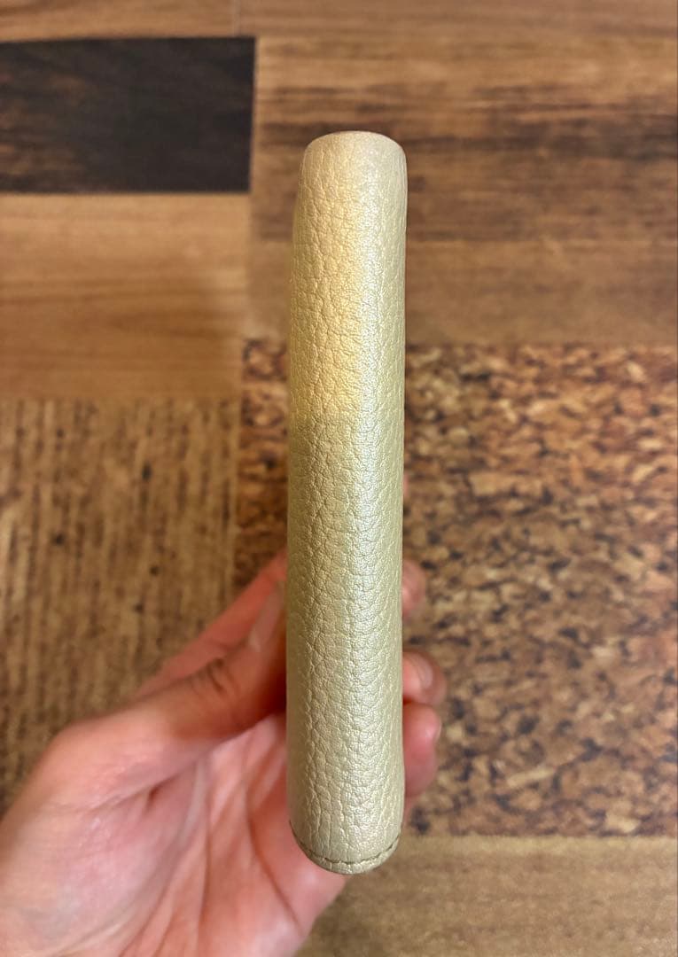 皇居財布　二つ折り財布 がま口 レザー 金色 ゴールド