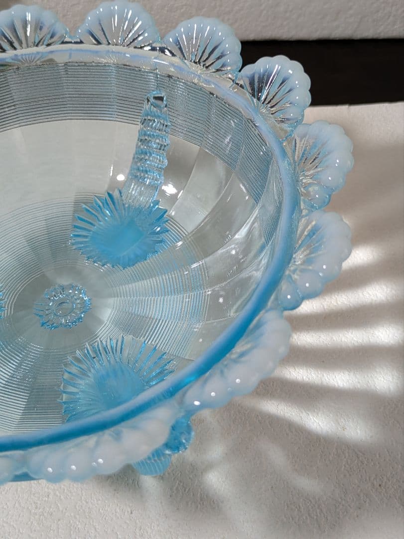 ヴィンテージMosser Glass　ラージサイズ　脚付きベリーボウル 　刻印