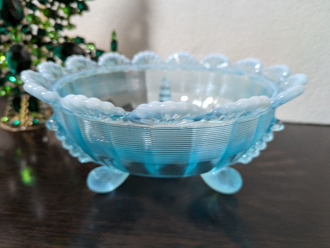 ヴィンテージMosser Glass　ラージサイズ　脚付きベリーボウル 　刻印