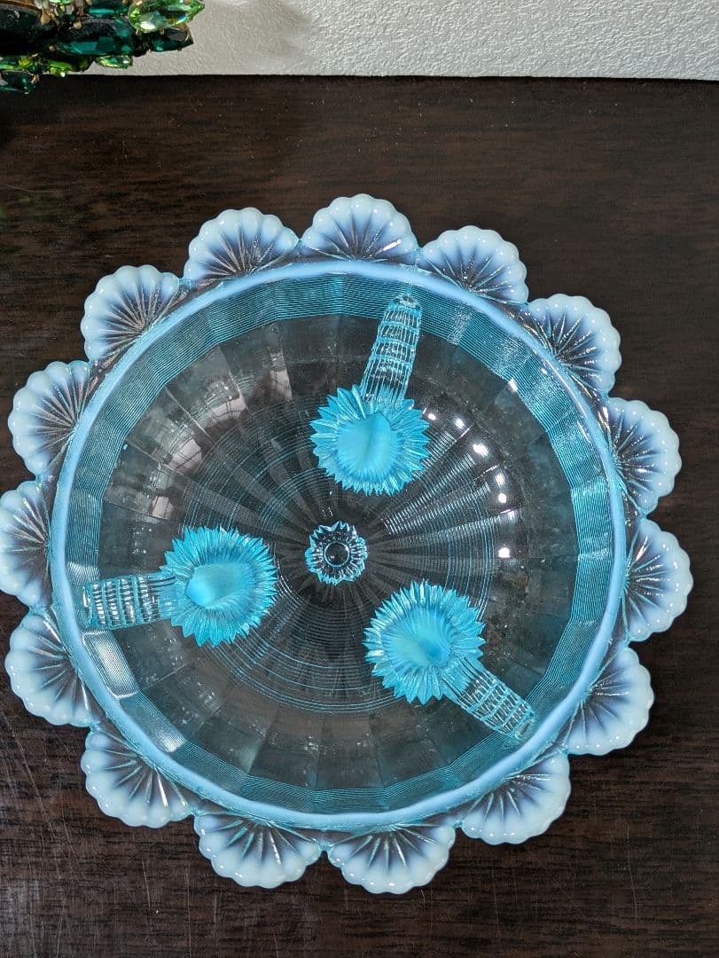 ヴィンテージMosser Glass　ラージサイズ　脚付きベリーボウル 　刻印