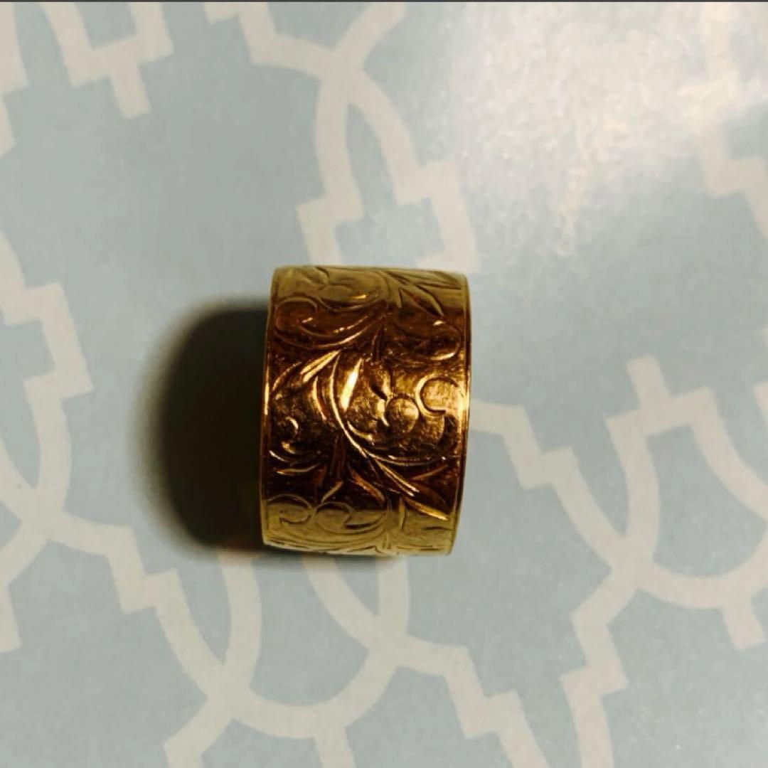 K18ゴールド指輪　日本製　手彫り　男女兼用