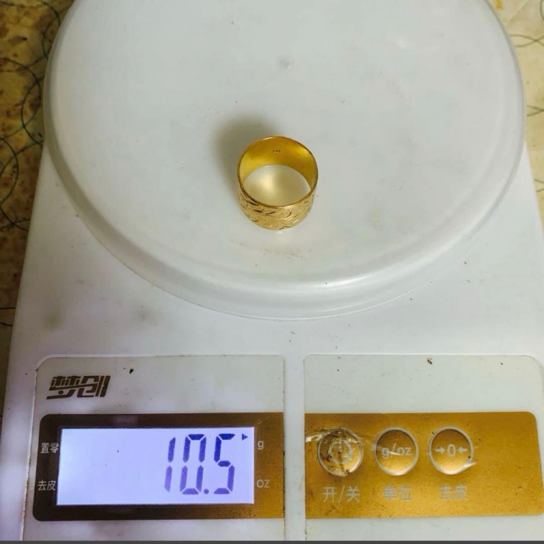 K18ゴールド指輪　日本製　手彫り　男女兼用