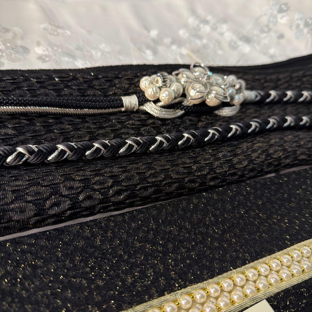 新品　帯締め　帯揚げ　半襟　重ね襟　セット　振袖用　2026年新作モデル　黒