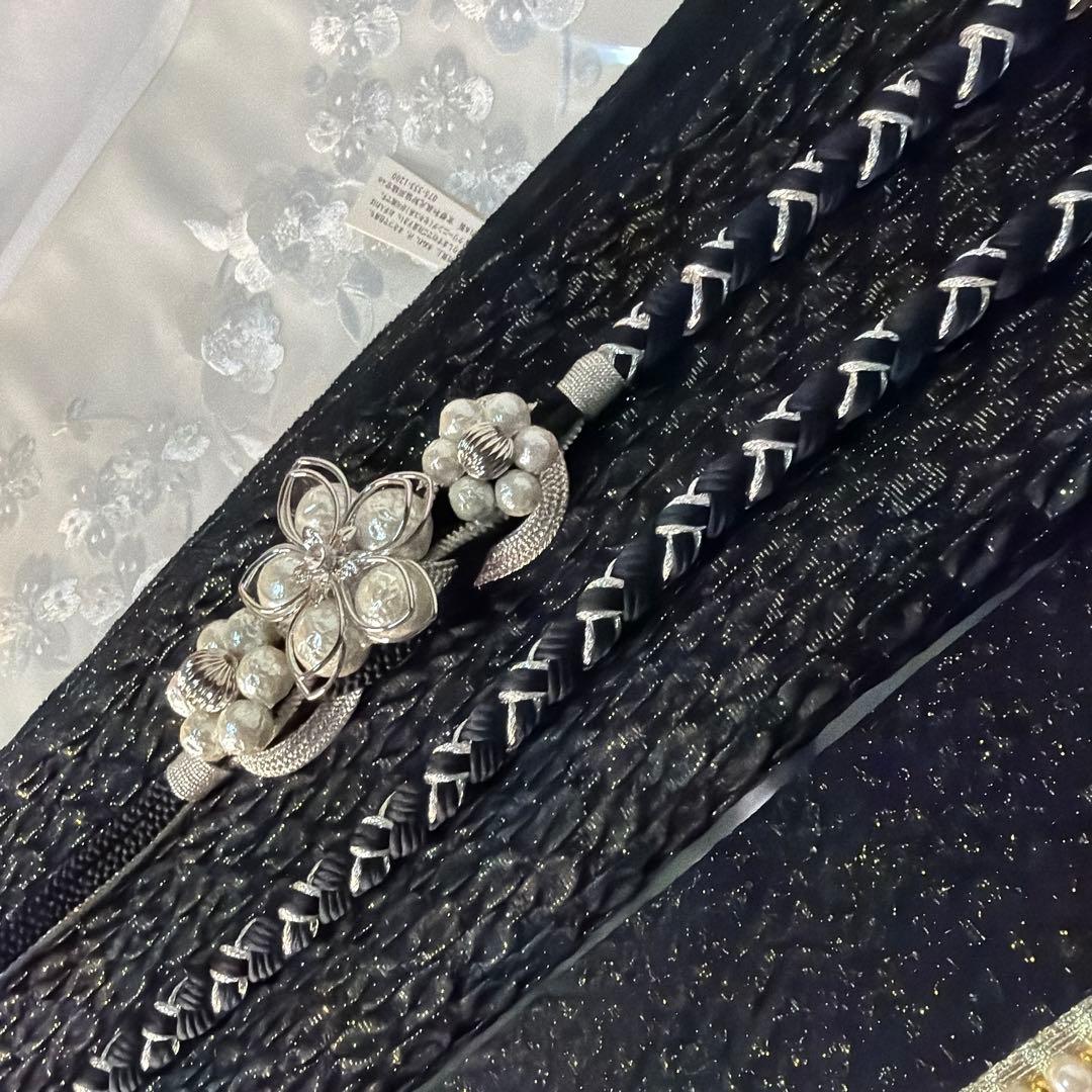 新品　帯締め　帯揚げ　半襟　重ね襟　セット　振袖用　2026年新作モデル　黒