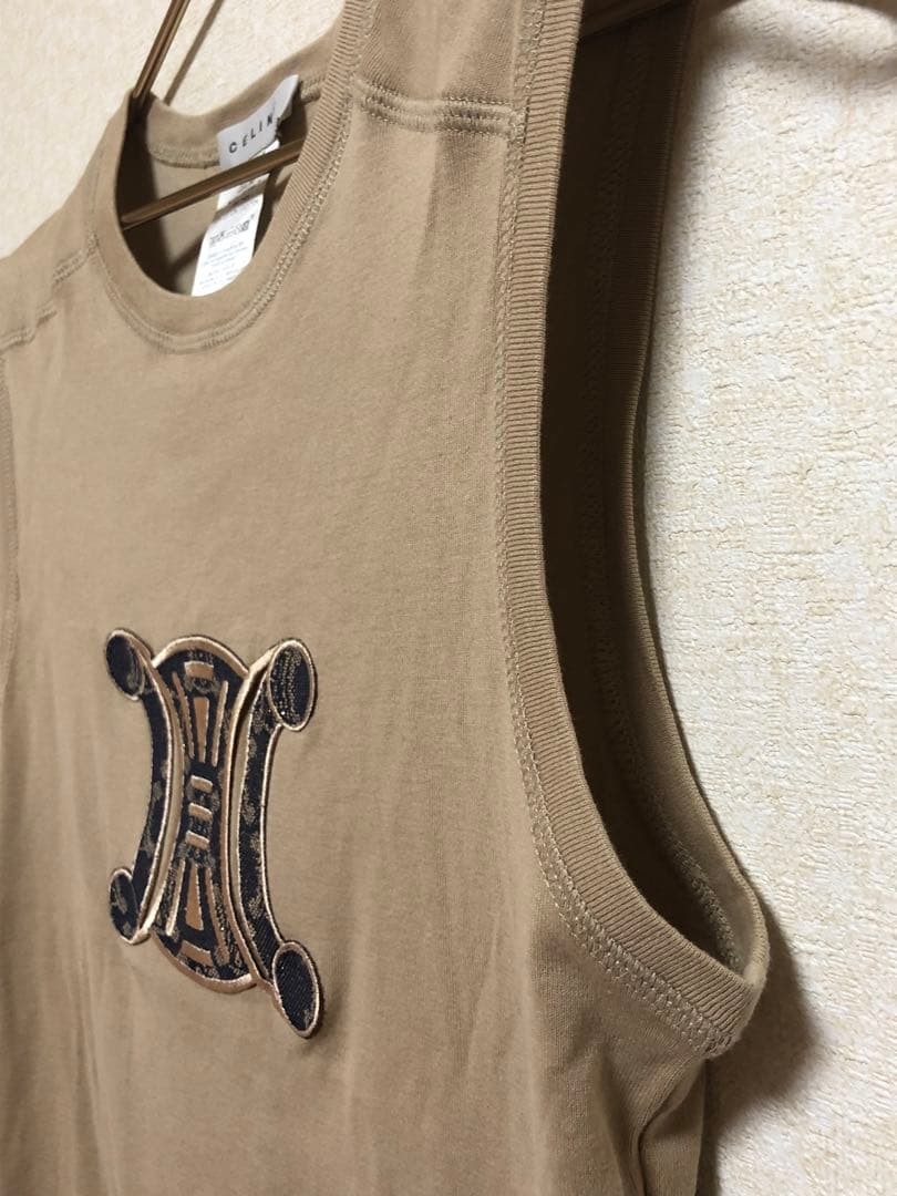 希少✨セリーヌ　トリオンフマカダム柄　刺繍アップリケ付き　タンクトップ