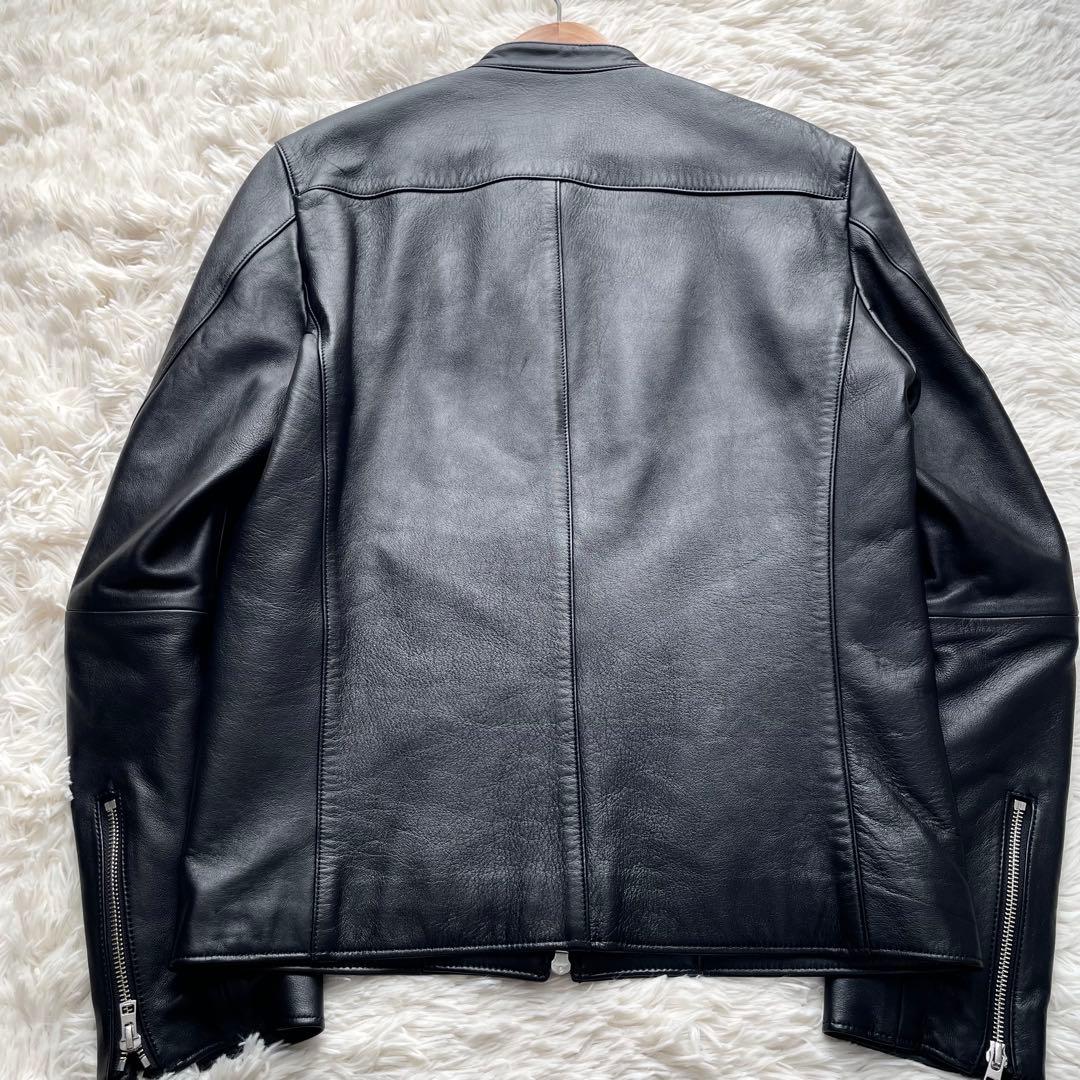 極美品✨リドム　ライダースジャケット　Wジップ　ラムレザー　黒　L