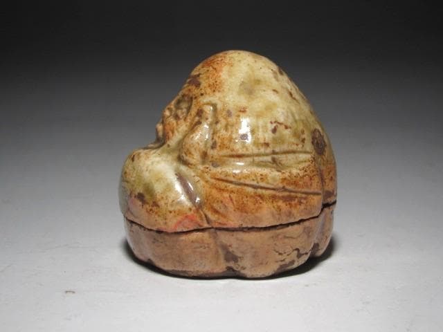 ☆　時代　布袋香合　表千家　九代了々斎在判・十三代即中斎追書　二重箱☆y594