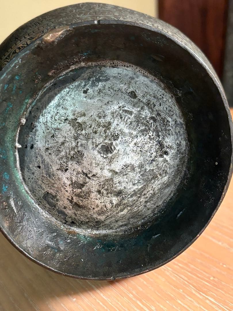 アンティーク金属製瓶silver&copper-inlaid brassvase