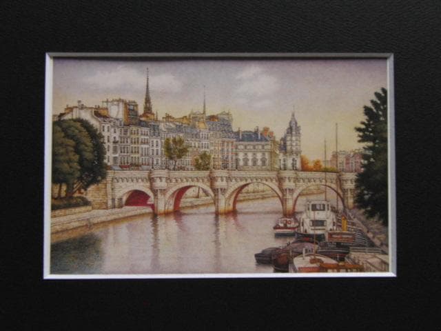 円池茂、セーヌ河とポンヌッフ、希少な画集より、新品高級額、額装付