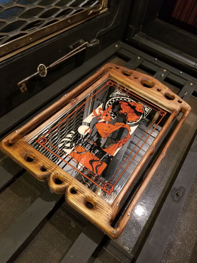 ヴィンテージ　木製　透かし彫り　額装飾　ミュシャ　ノスタルジア　アート　ミラー