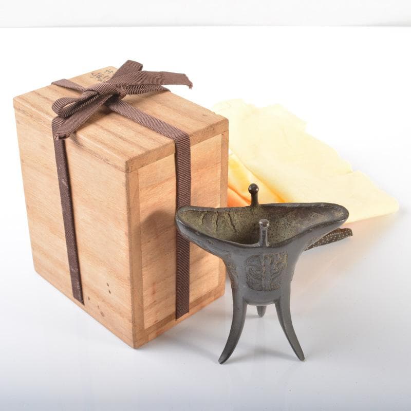 中国　古銅青銅　爵形　香炉　時代箱　M　R6261