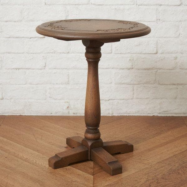 91112★オーク材 サイドテーブル 花台 オケージョナルテーブル