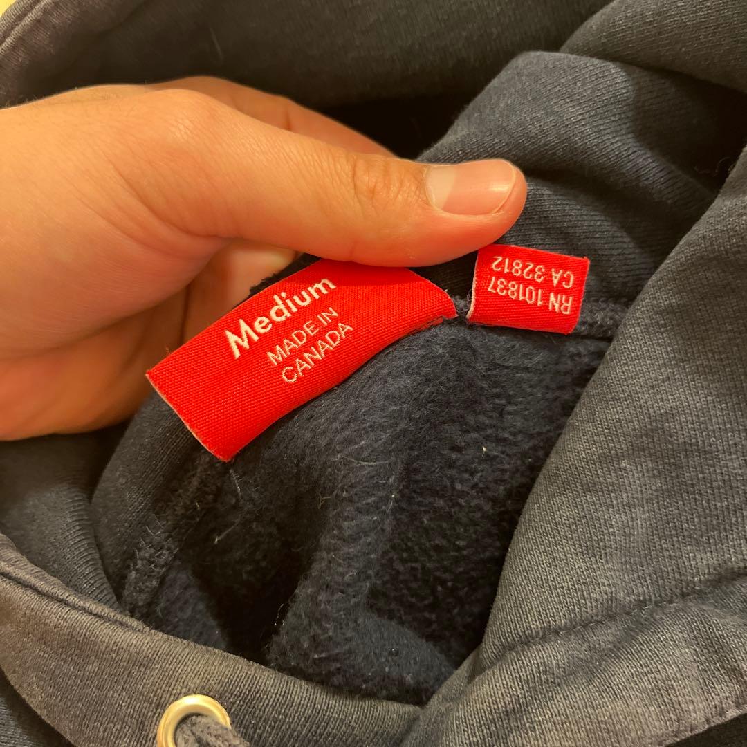 Supreme box logo hoodie navy M パーカー