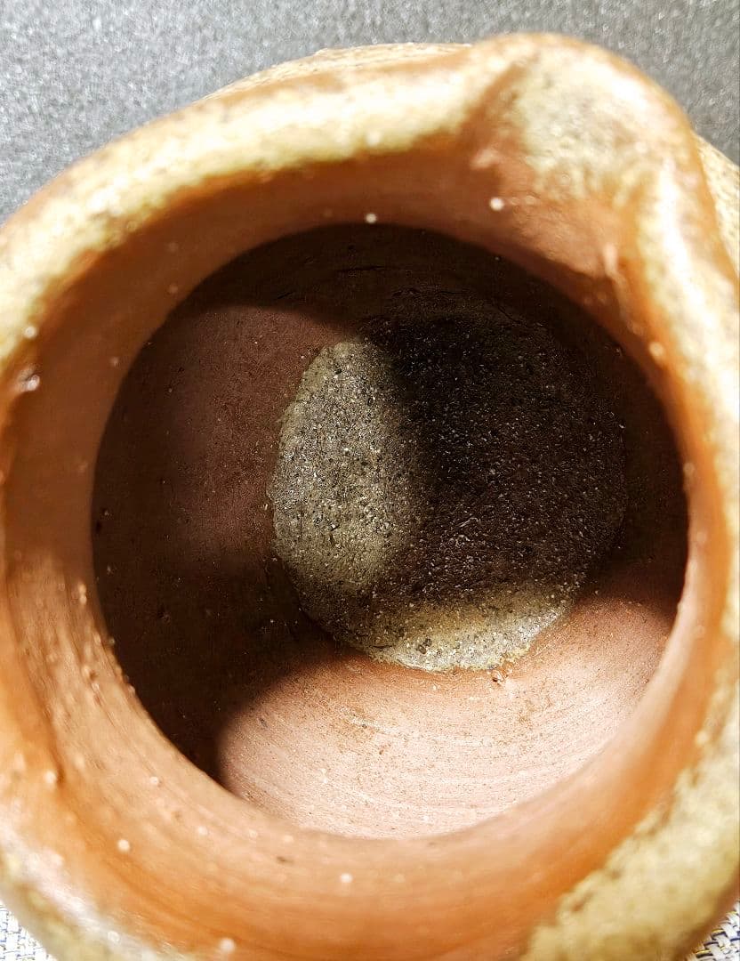 【時代古作品❗】明治時代頃　古備前　波状文様　片口壺　花入れ　花生け　茶道具