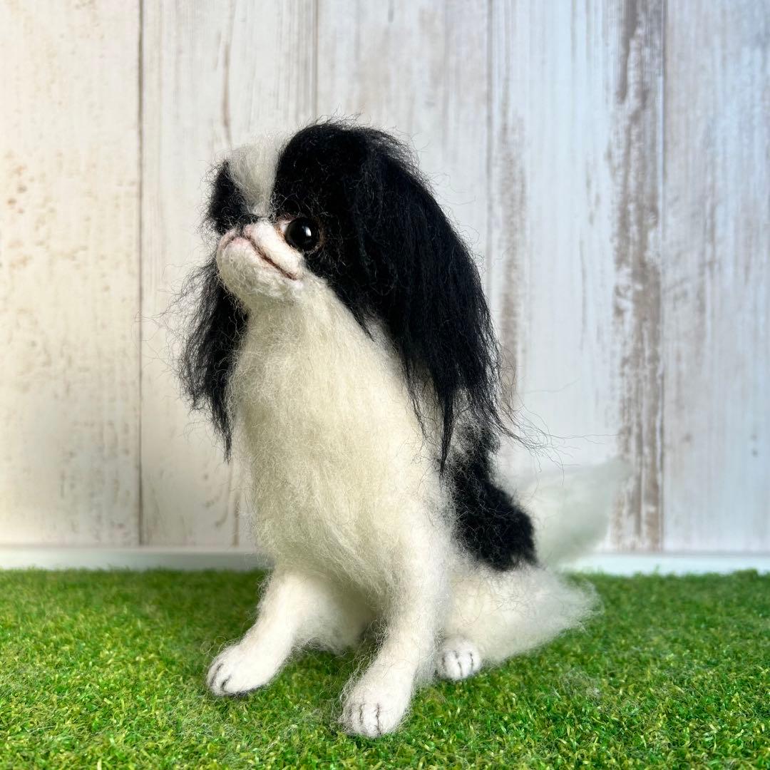 即購入可能。羊毛フェルト【狆】犬　※他にオーダー受付中です。