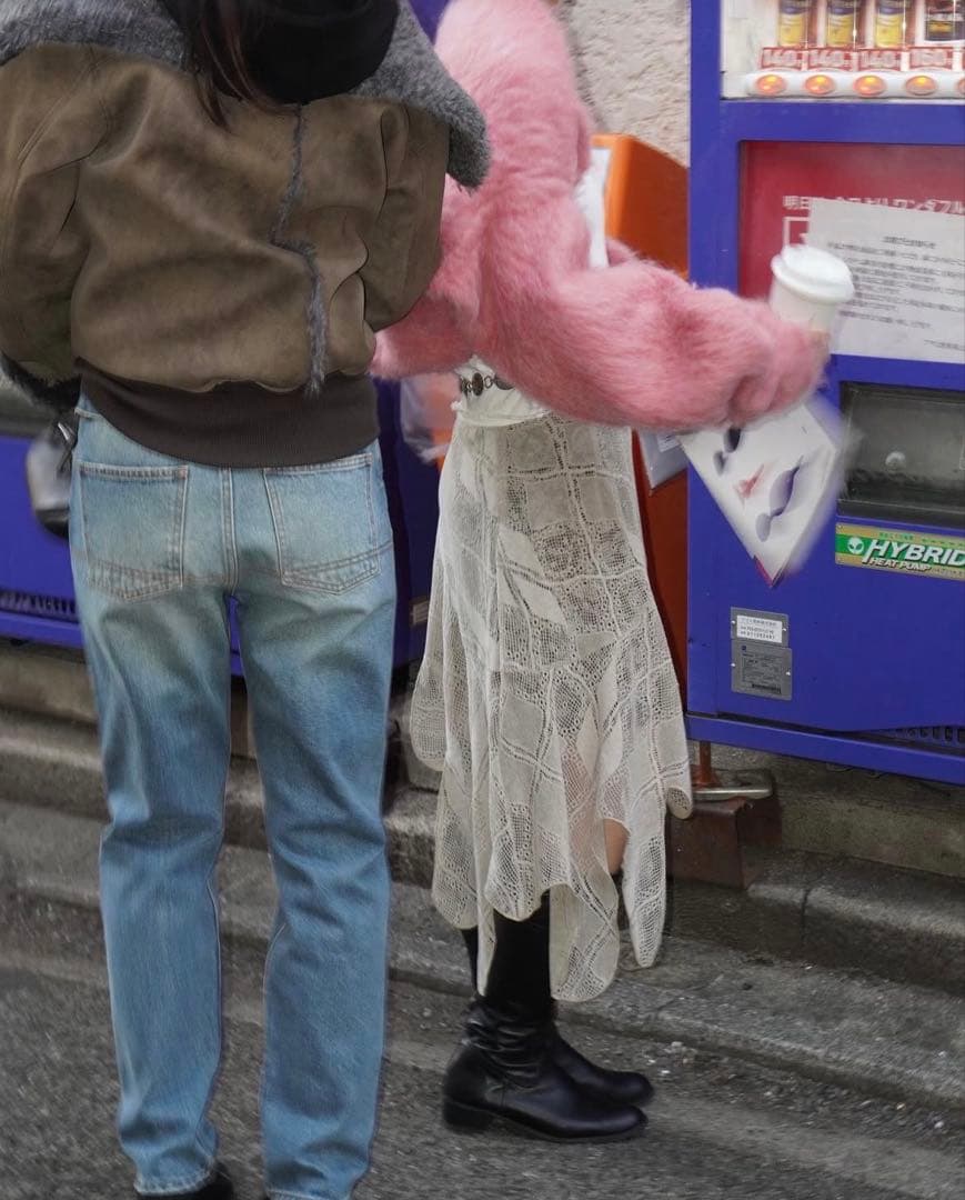 スカート perverze Knit Lace Jagged-hem Skirt