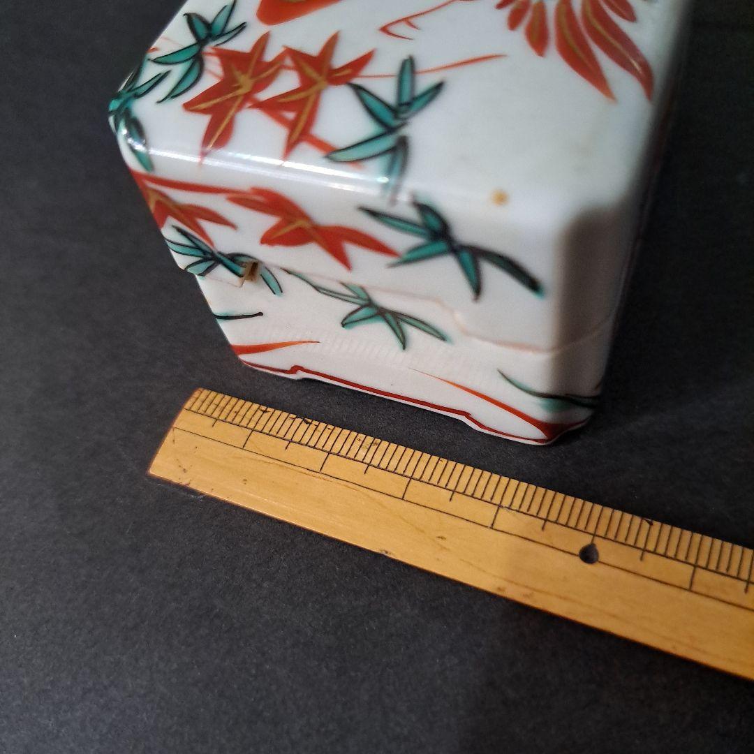 煎茶道具　巾合　極上　四隅角切 平安春峰在銘　金彩赤絵　 鳳凰　霊芝　菊、紅葉図