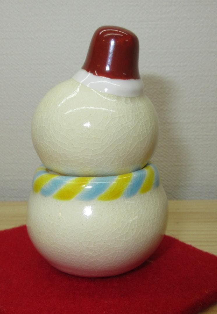 送料込【逢絢亭・新品】茶道具 香合 京焼 雪だるまの形 山川敦司 共箱入り