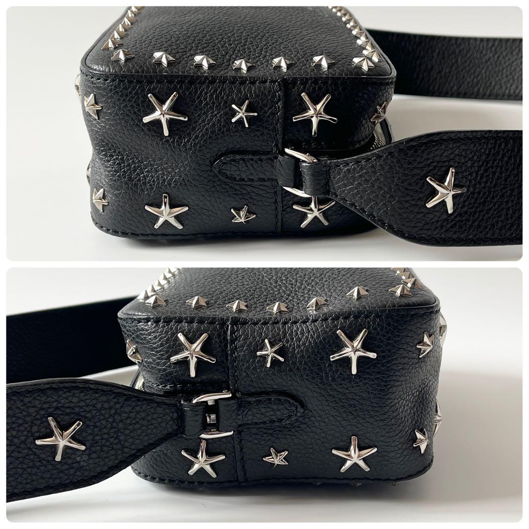 ジミーチュウ　ペガシ　カメラバッグ　スタースタッズ　レザー　ブラック　斜め掛け