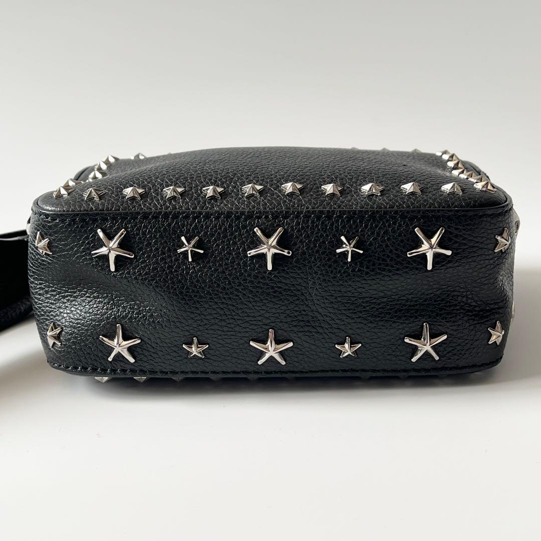 ジミーチュウ　ペガシ　カメラバッグ　スタースタッズ　レザー　ブラック　斜め掛け