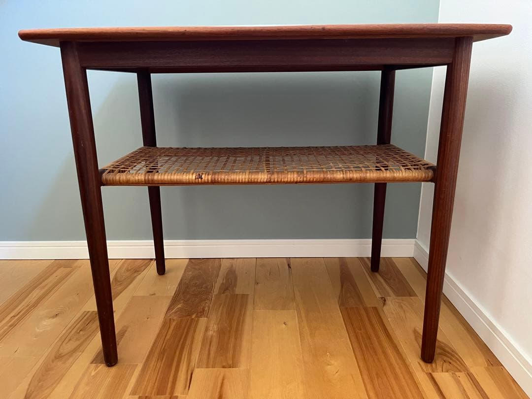 北欧ヴィンテージ　コーヒーテーブル　チーク　ラタン