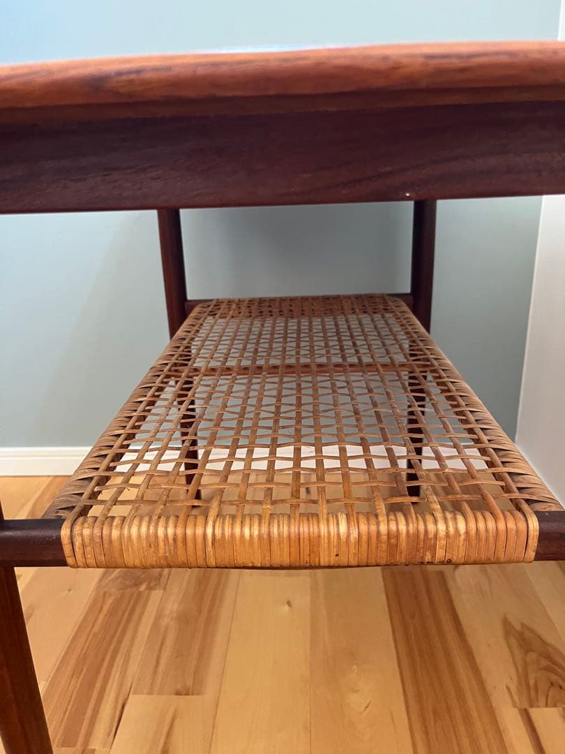 北欧ヴィンテージ　コーヒーテーブル　チーク　ラタン