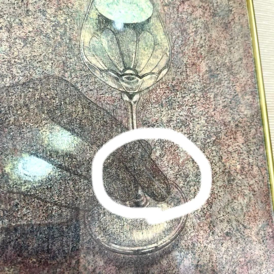 【真作】長田　佳子 作　「十六夜」3号　ワイングラスの光が指輪のように