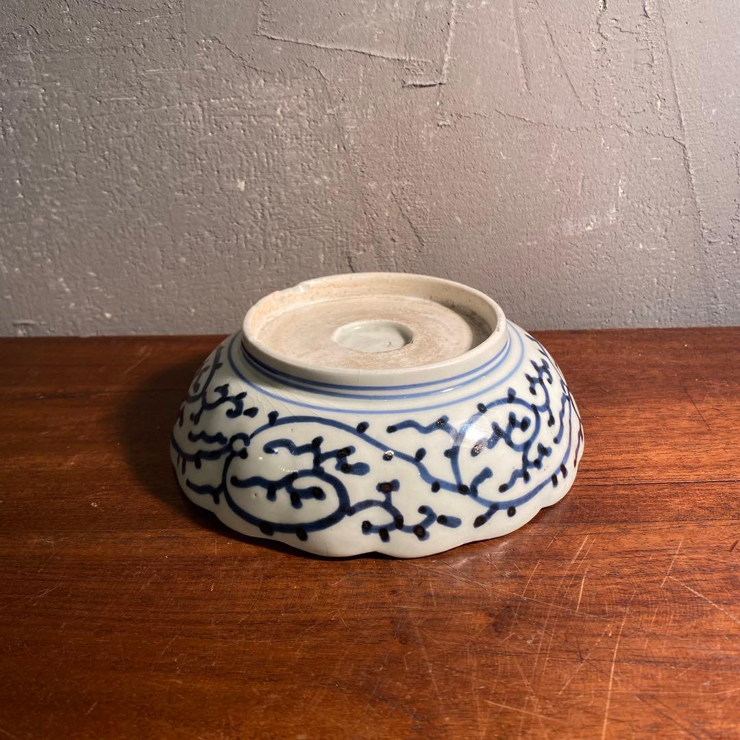 江戸 古伊万里 染付 なます皿 唐草 微塵唐草文 松竹梅 骨董品 器