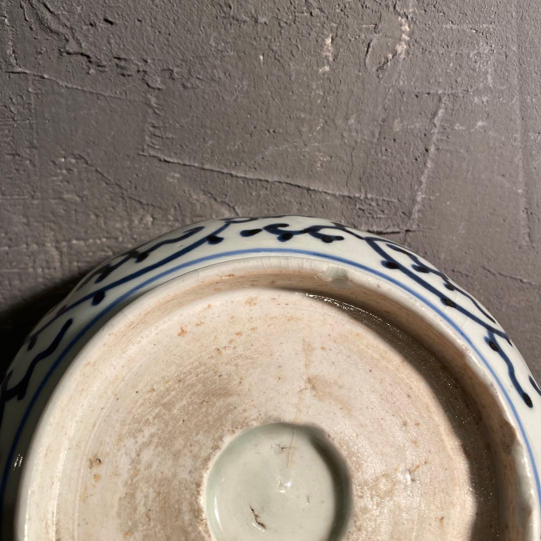 江戸 古伊万里 染付 なます皿 唐草 微塵唐草文 松竹梅 骨董品 器