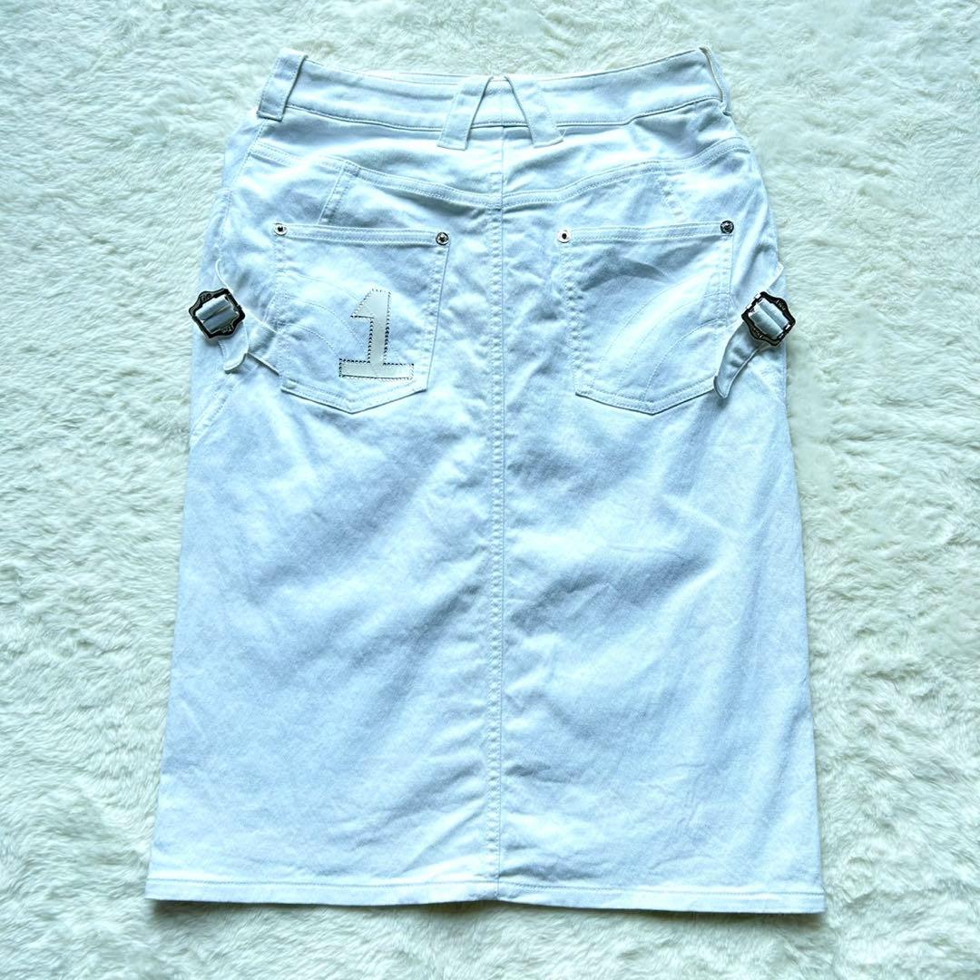 美品 ディオール タイトスカート オフホワイト デニム ビジュー y2k 38