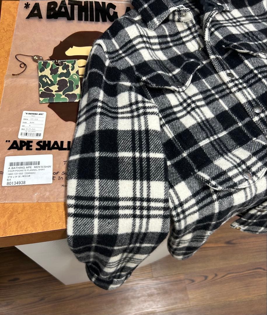 ジャケット・アウター A BATHING APE FOUR POCKETS FLANNEL SHIRT
