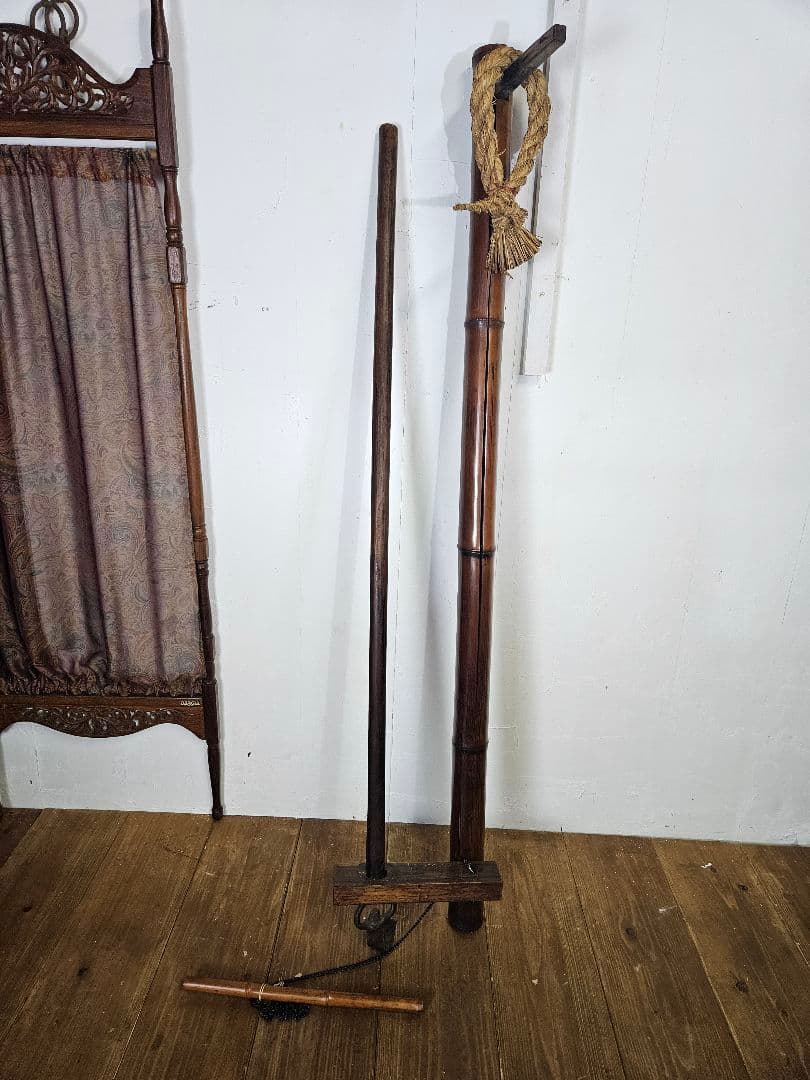 自在鉤 炉鍵 2本セット 囲炉裏 古家具 和モダン インテリア 古道具 竹